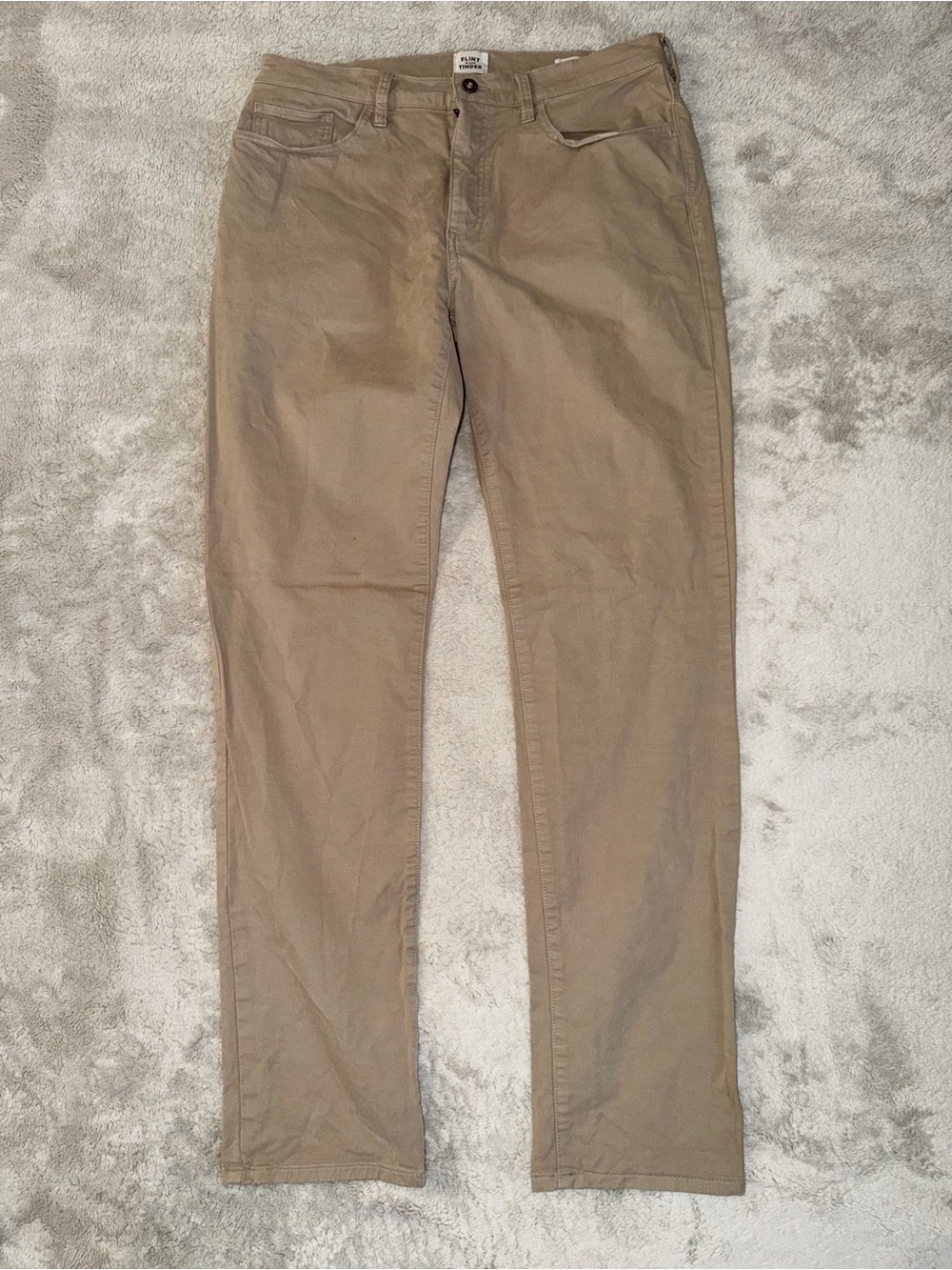 Flint And Tinder Huckberry Men’s Khaki Pants Straight Fit 34x34 Beige Stretch